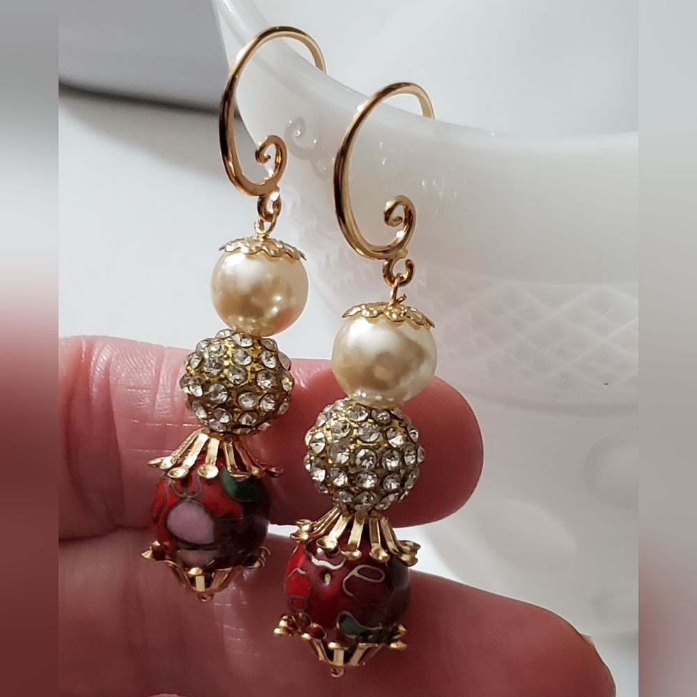 Antique Miriam Haskell Frank Hess Cloisonne Pave … - image 1